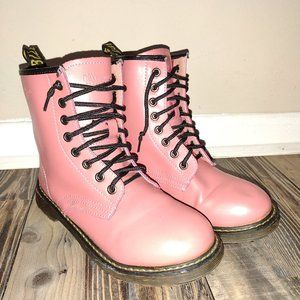 Pink Ankle Boots Size 8-8.5 Smooth Leather Lace Up Cay Menda Binhxye